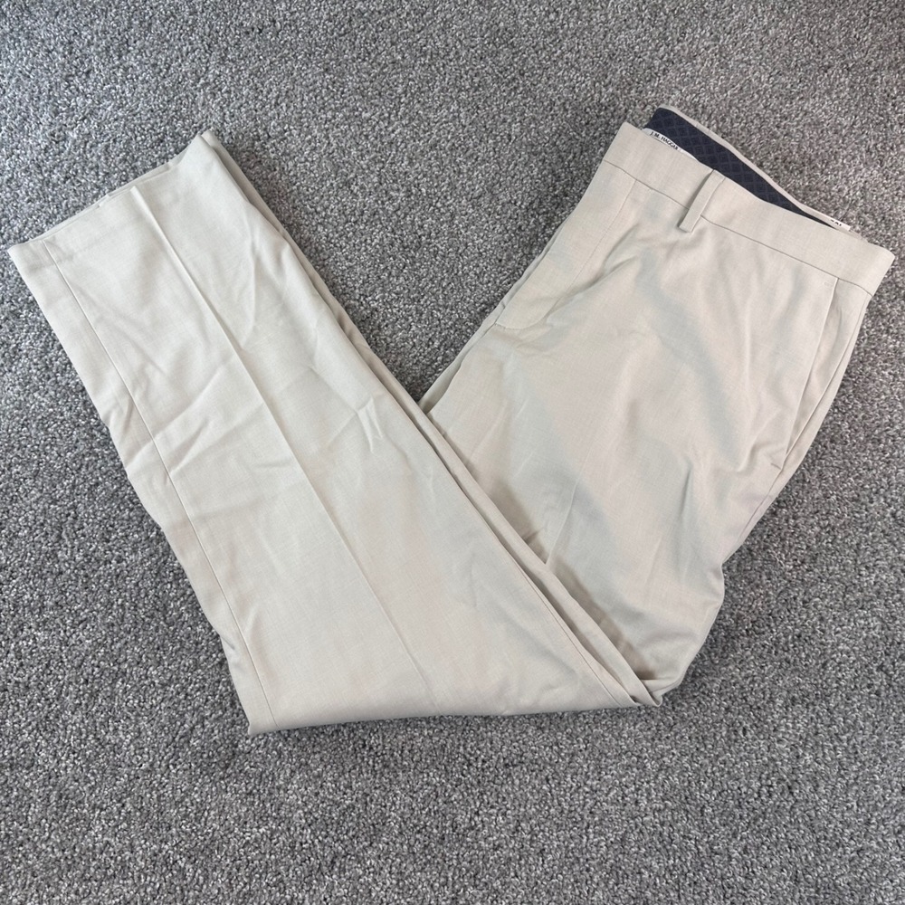 J.M. Haggar Dress Pants Mens 38x32 Natural Straight Fit Premium Flex Office NW